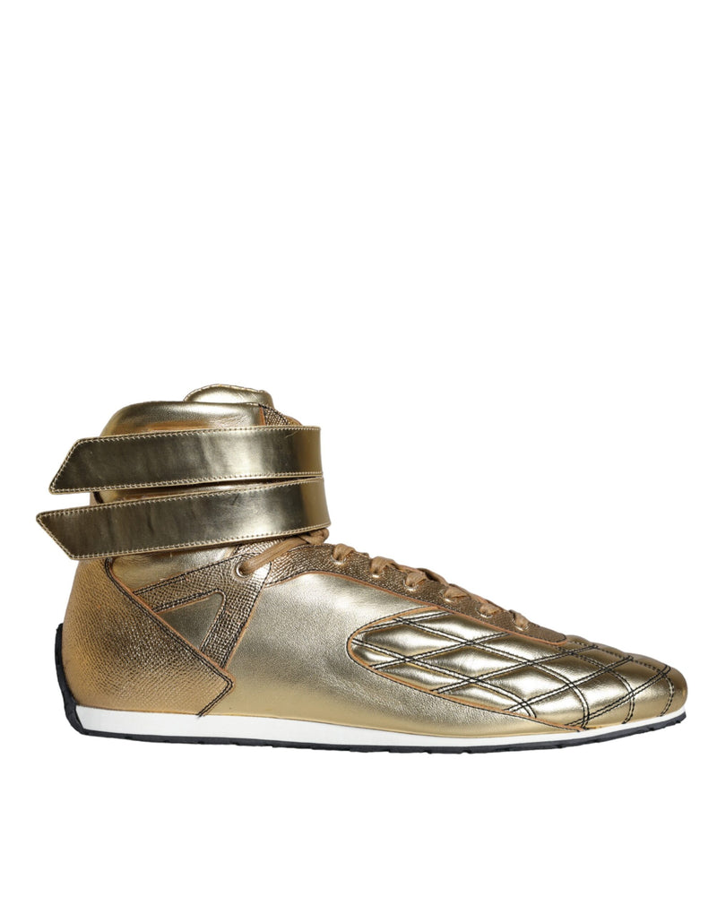 Dolce & Gabbana Gold Leather Sartoria High Top Sneakers