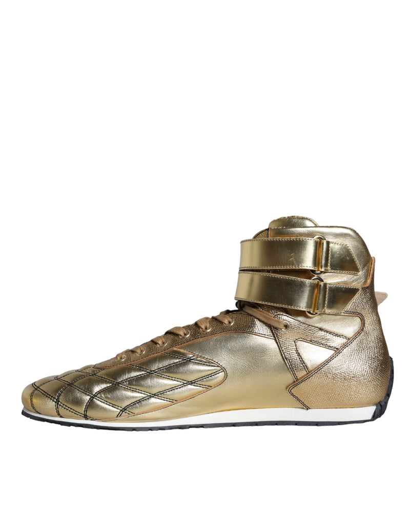 Dolce & Gabbana Gold Leather Sartoria High Top Sneakers