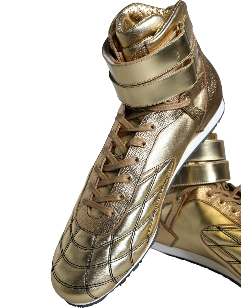 Dolce & Gabbana Gold Leather Sartoria High Top Sneakers