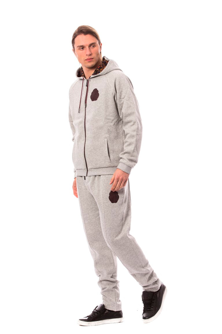 Survêtement gris à capuche en coton de la haute couture italienne Billionaire