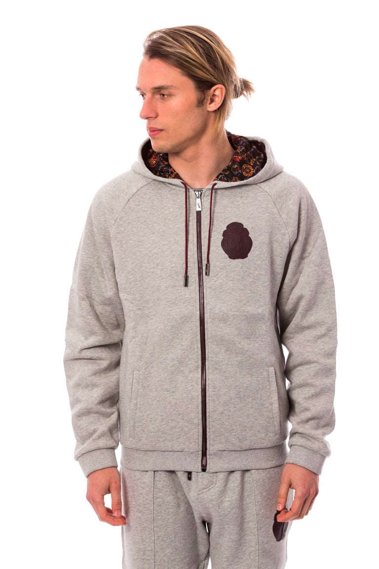 Survêtement gris à capuche en coton de la haute couture italienne Billionaire