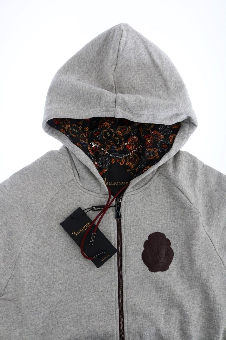 Survêtement gris à capuche en coton de la haute couture italienne Billionaire