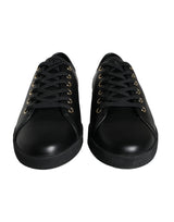 Dolce & Gabbana Sneakers en Cuir Noir et Or