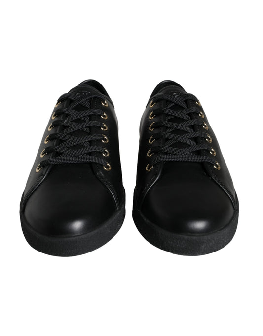 Dolce & Gabbana Sneakers en Cuir Noir et Or