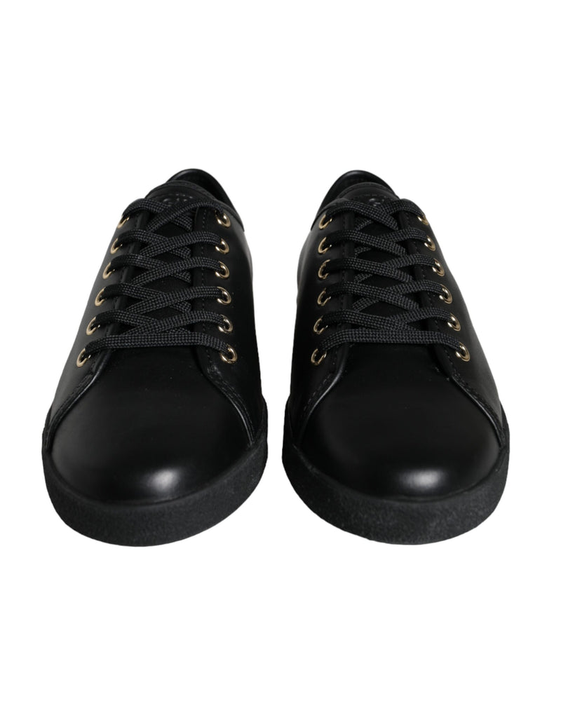 Dolce & Gabbana Sneakers en Cuir Noir et Or