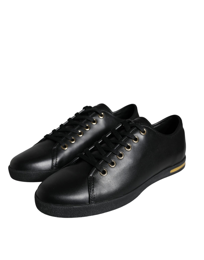 Dolce & Gabbana Sneakers en Cuir Noir et Or