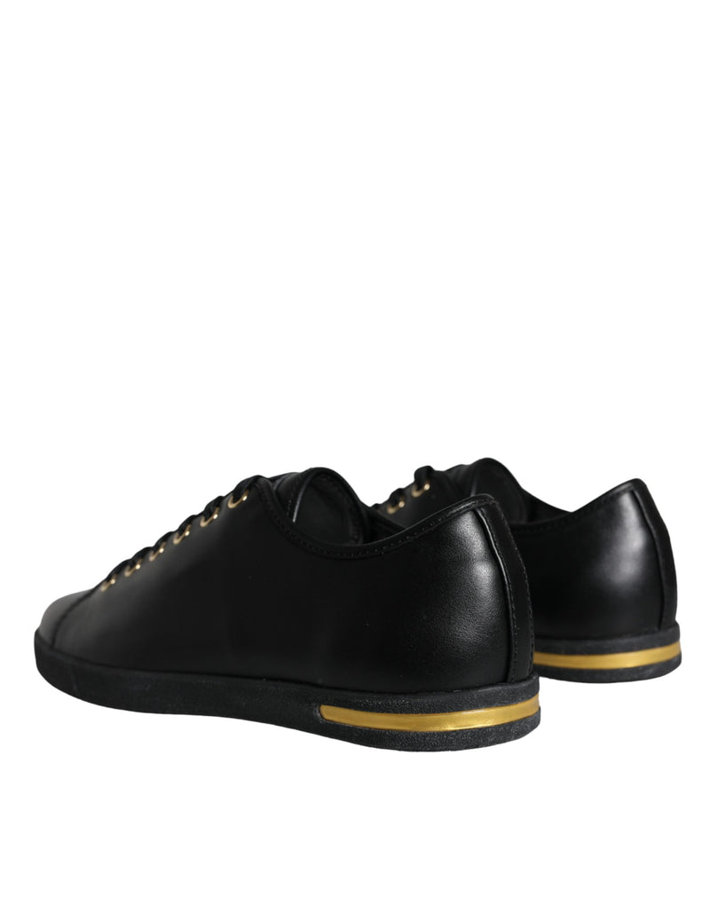 Dolce & Gabbana Sneakers en Cuir Noir et Or