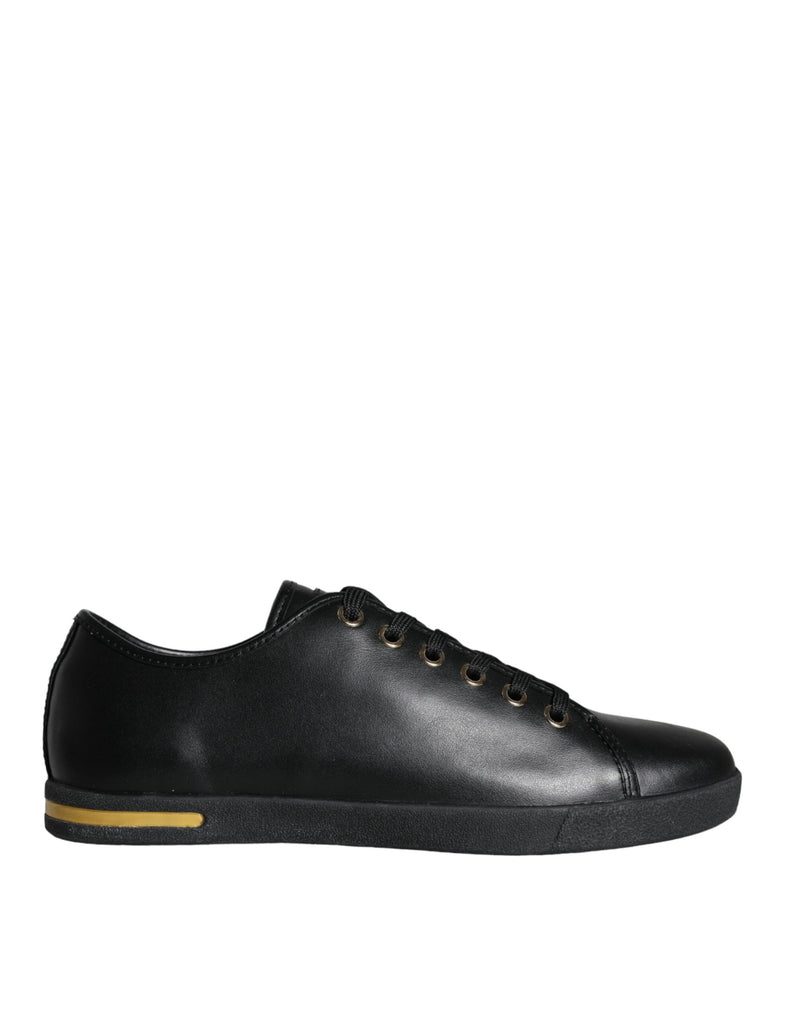 Dolce & Gabbana Sneakers en Cuir Noir et Or