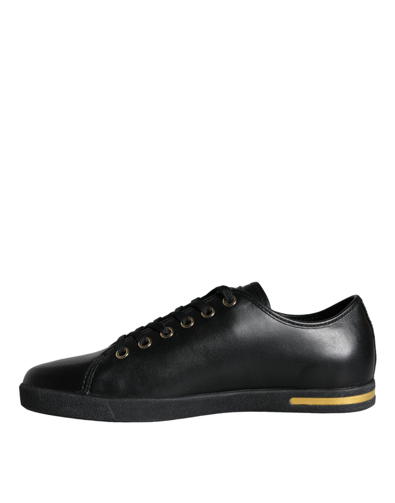 Dolce & Gabbana Sneakers en Cuir Noir et Or