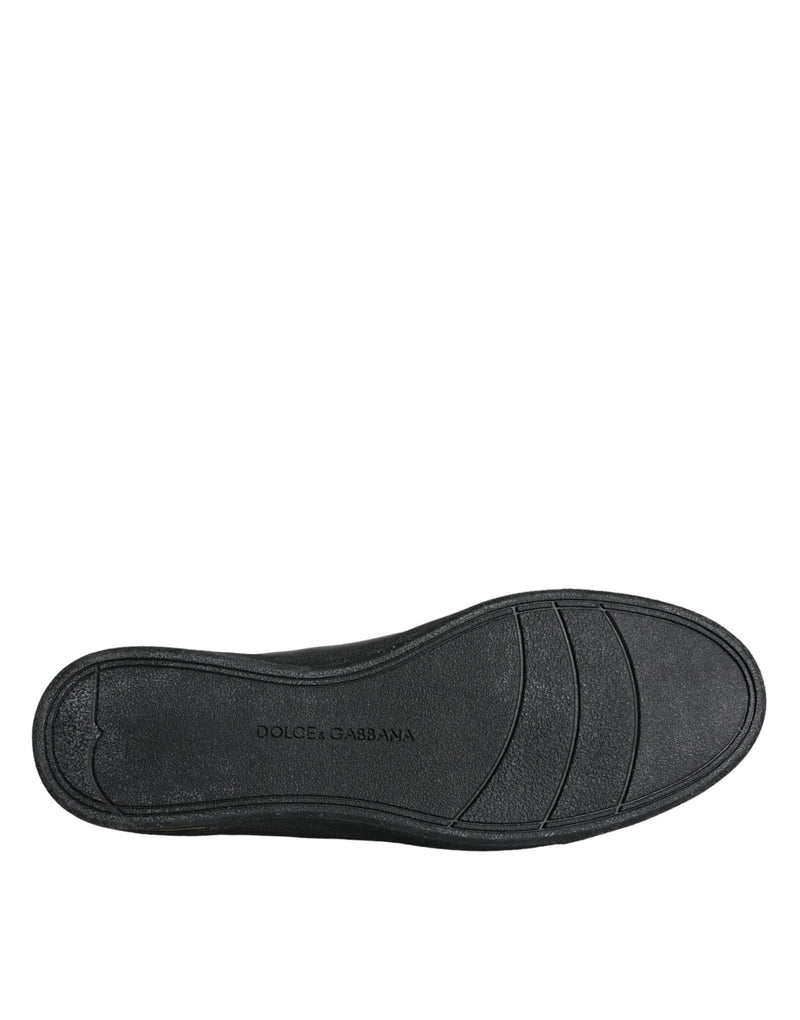 Dolce & Gabbana Sneakers en Cuir Noir et Or