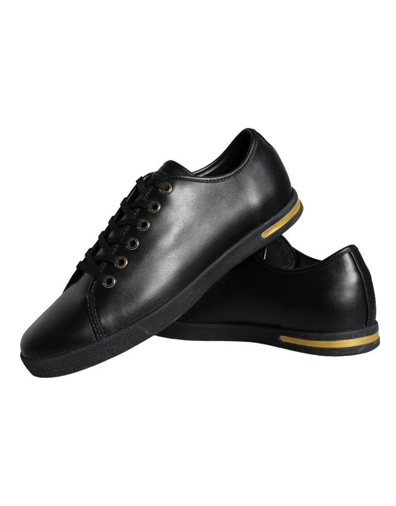 Dolce & Gabbana Sneakers en Cuir Noir et Or