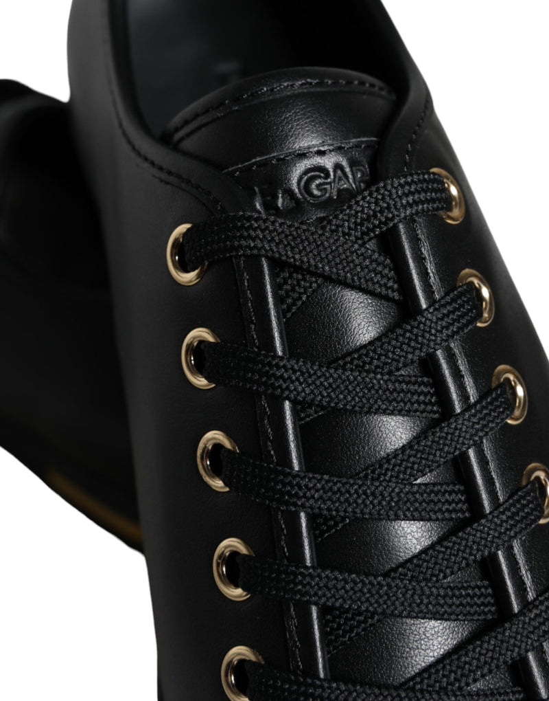 Dolce & Gabbana Sneakers en Cuir Noir et Or