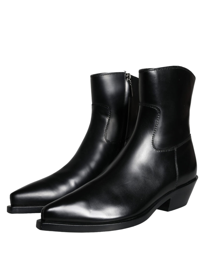 Dolce & Gabbana Bottines en Cuir Noir - Chaussures de Luxe