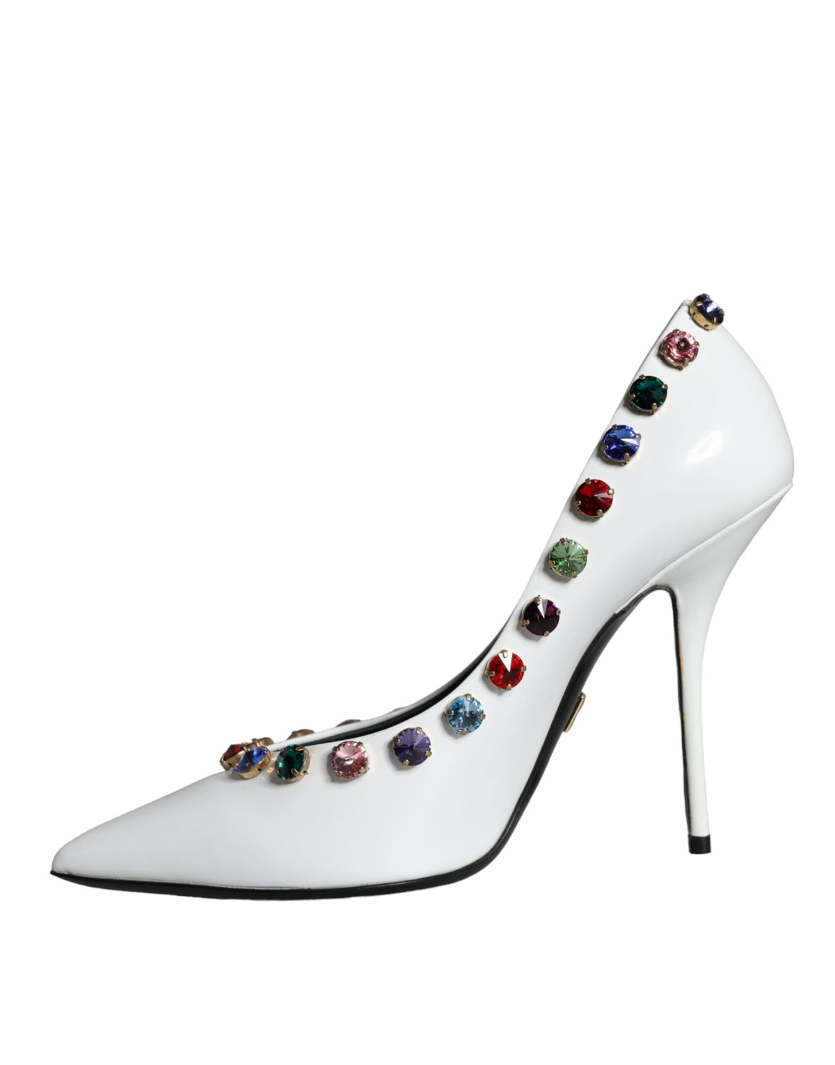 Dolce & Gabbana White Crystal Leather High Heels Pumps