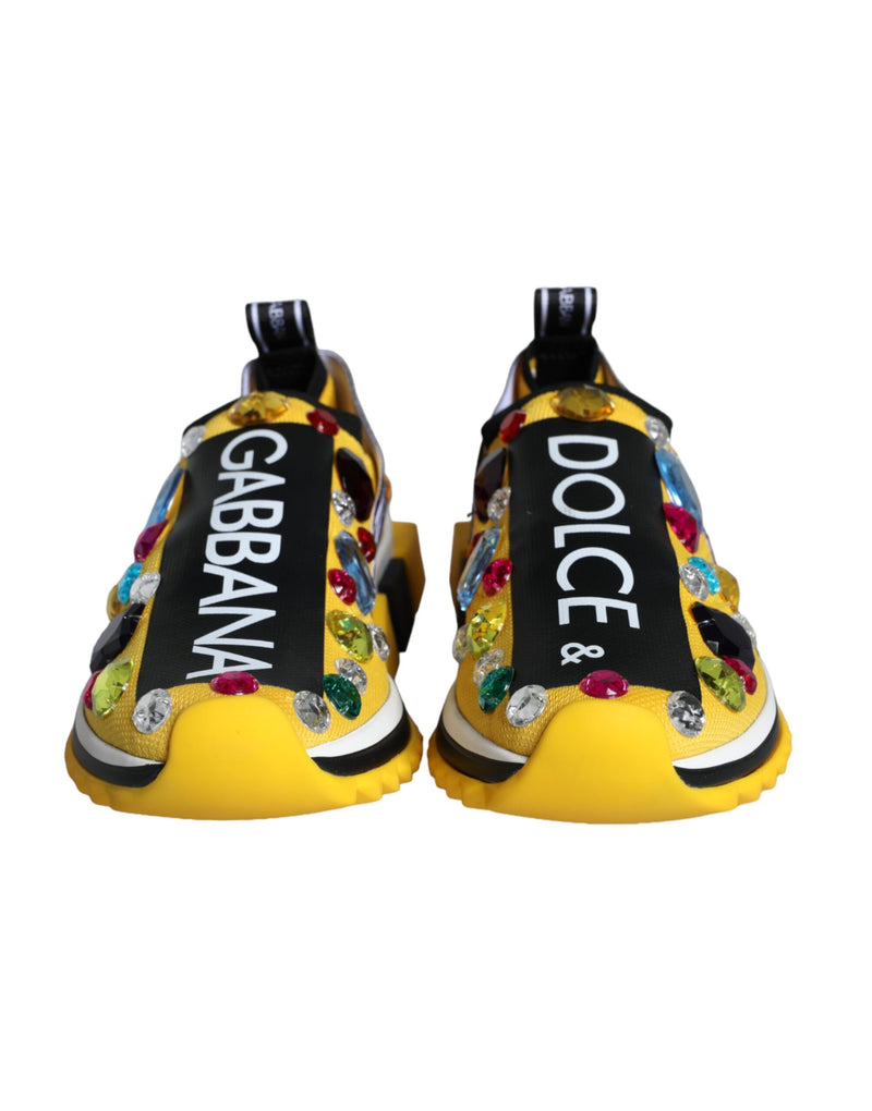 Dolce & Gabbana Yellow Sorrento Crystals Sneakers Women's Shoes