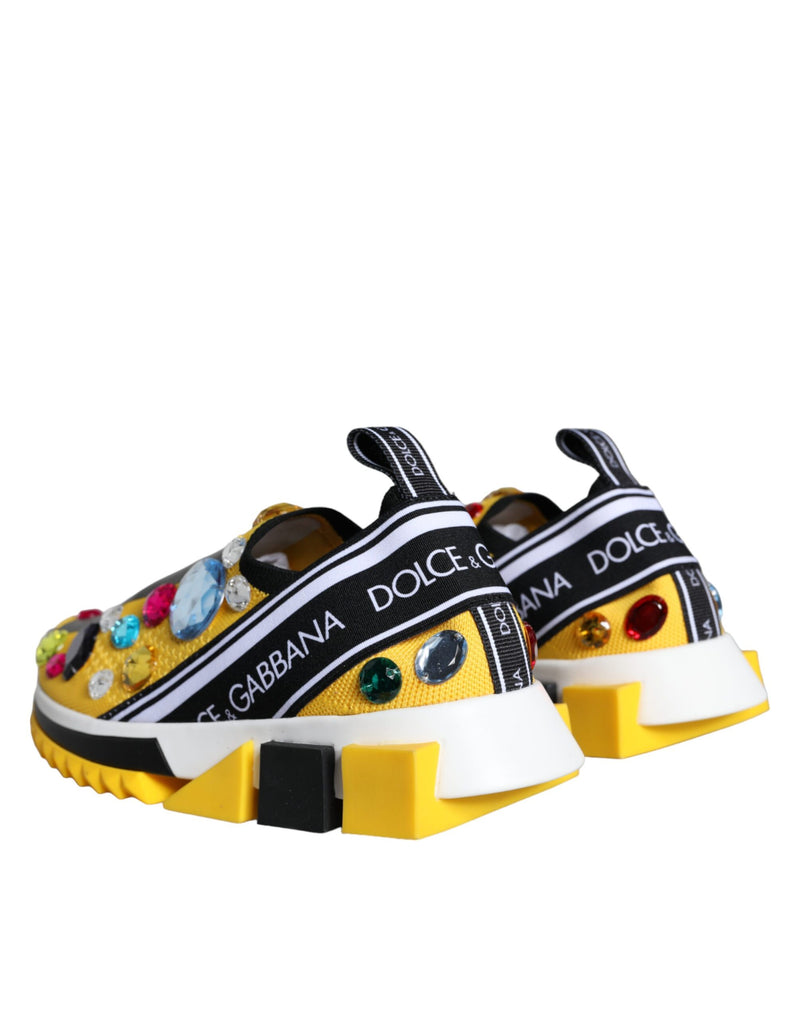 Dolce & Gabbana Yellow Sorrento Crystals Sneakers Women's Shoes