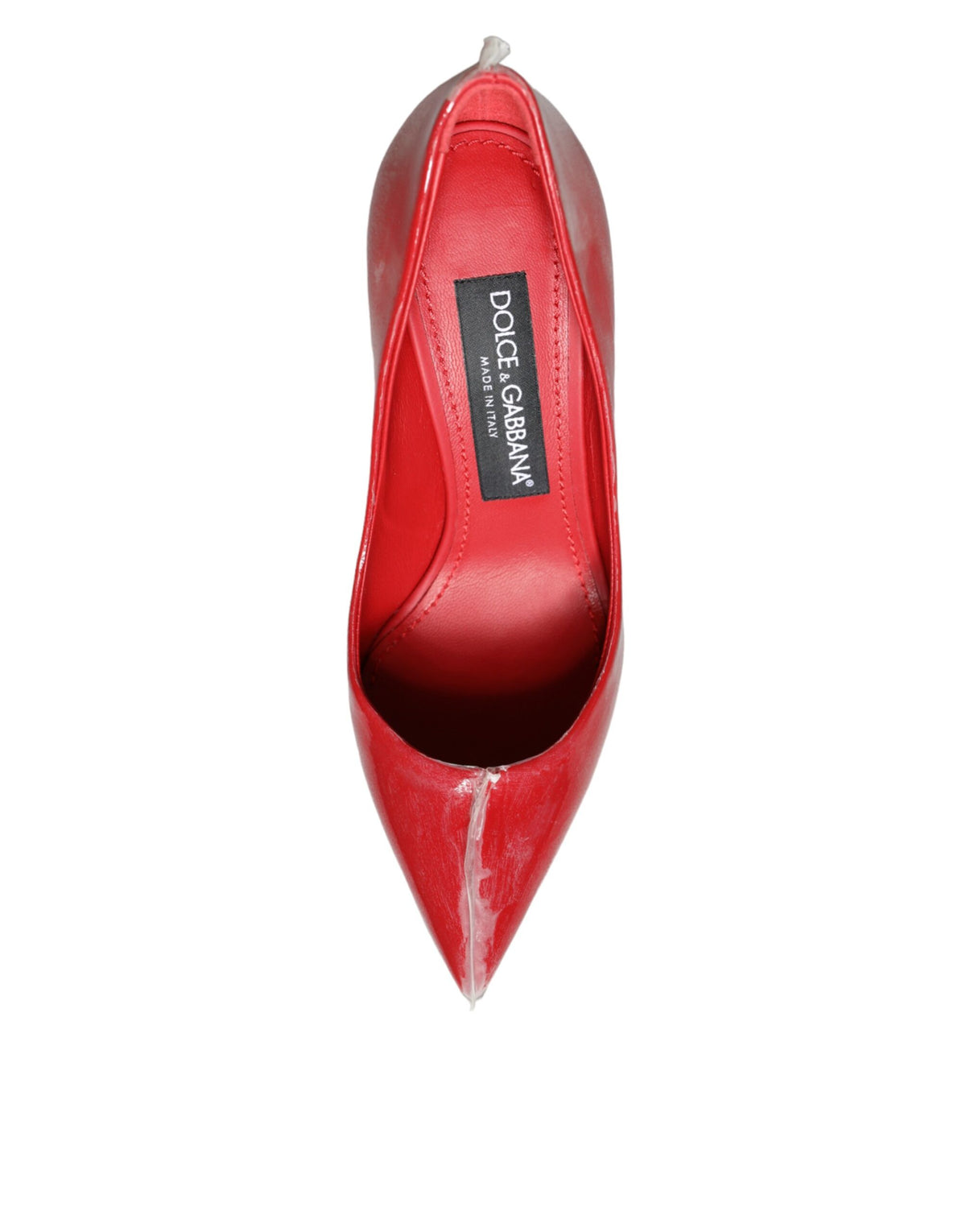 Dolce & Gabbana Red Patent Leather Faux Pearl Heels Pumps