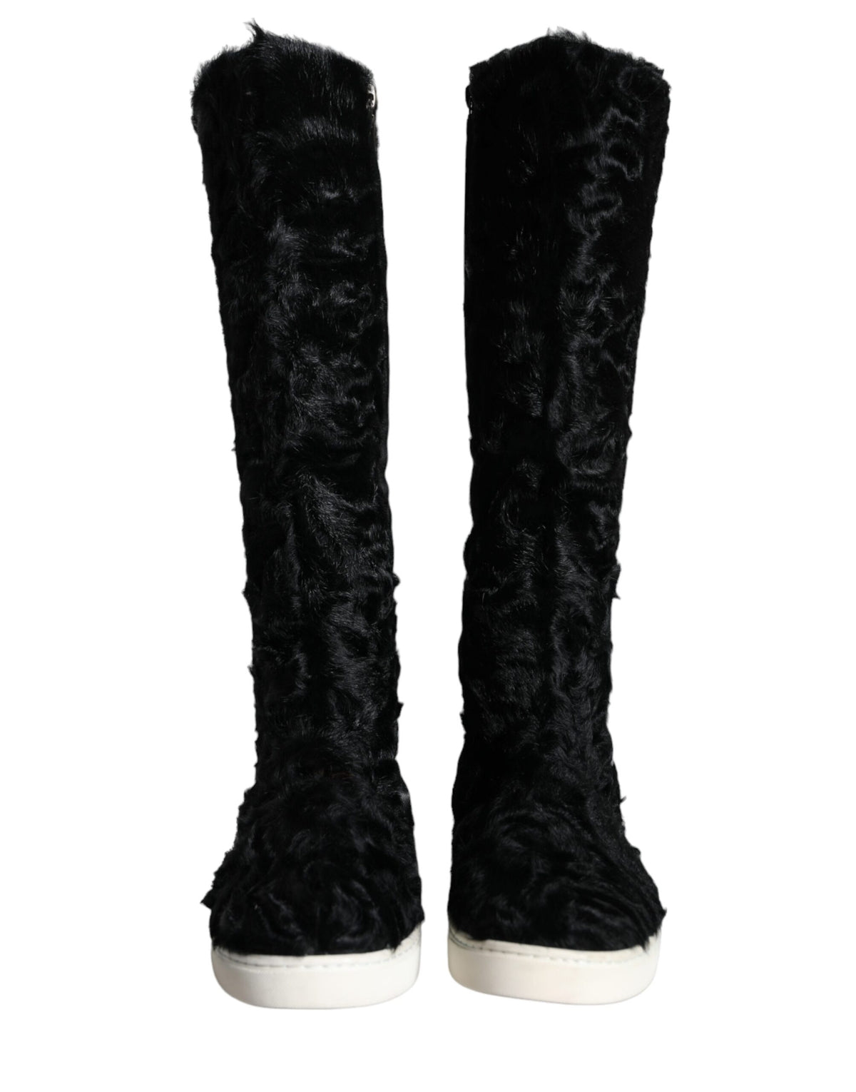 Dolce & Gabbana Black Xiangao Lamb Fur Leather Boots