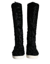Dolce & Gabbana Black Xiangao Lamb Fur Leather Boots