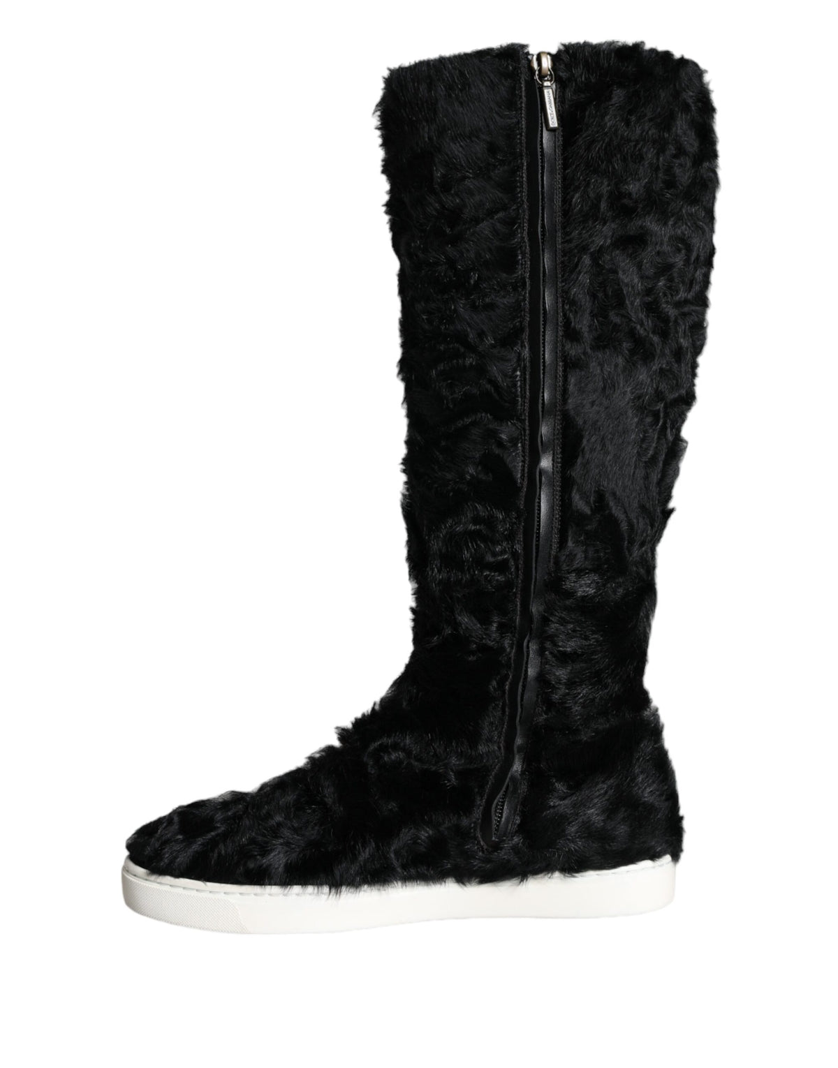 Dolce & Gabbana Black Xiangao Lamb Fur Leather Boots
