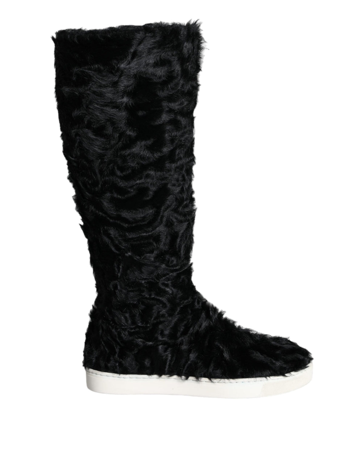 Dolce & Gabbana Black Xiangao Lamb Fur Leather Boots