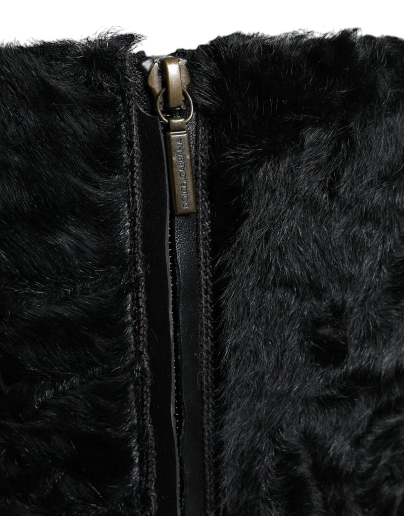 Dolce & Gabbana Black Xiangao Lamb Fur Leather Boots