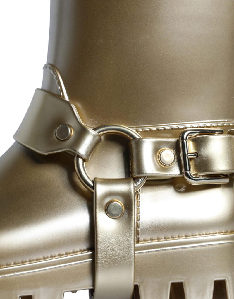 Dolce & Gabbana Metallic Gold Rubber PVC Rain Boots