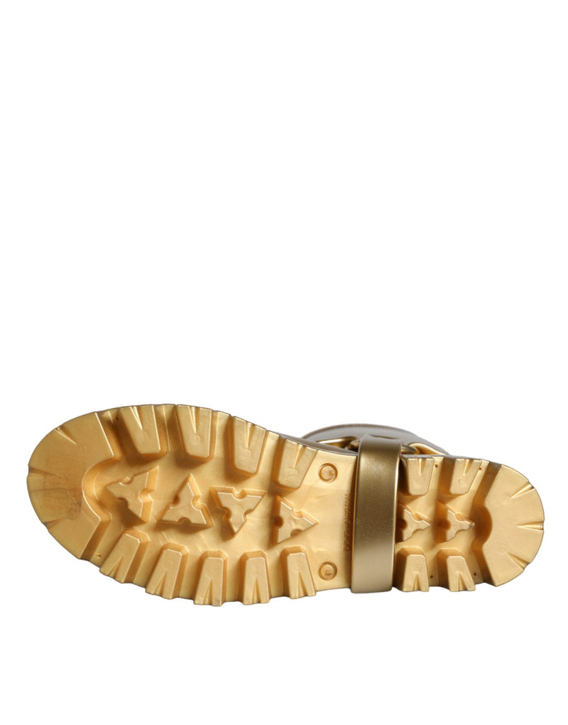 Dolce & Gabbana Metallic Gold Rubber PVC Rain Boots