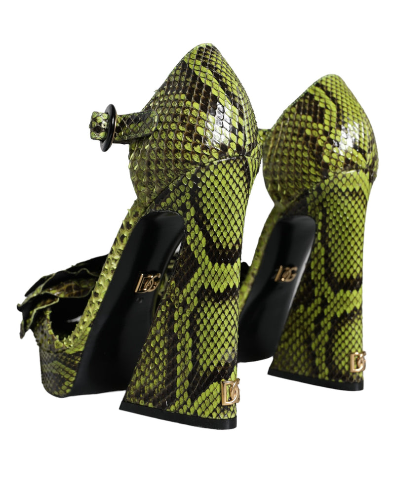Dolce & Gabbana Sandales à Talons en Cuir Python Vert