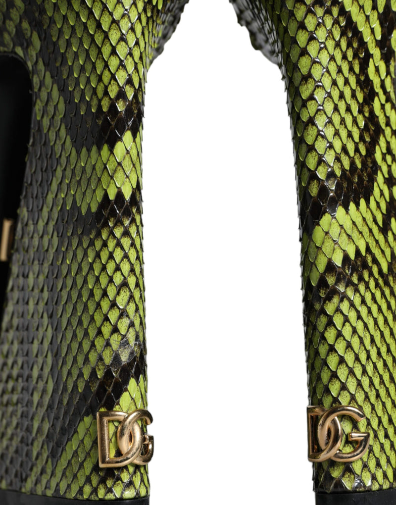 Dolce & Gabbana Sandales à Talons en Cuir Python Vert