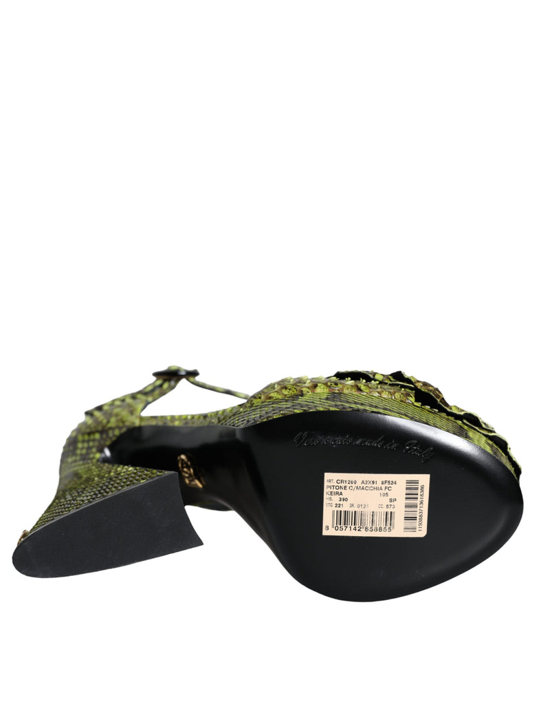Dolce & Gabbana Sandales à Talons en Cuir Python Vert