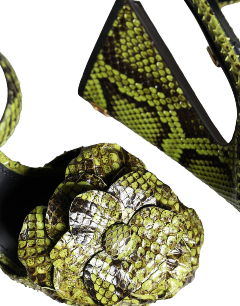 Dolce & Gabbana Sandales à Talons en Cuir Python Vert