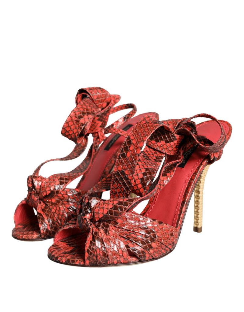 Dolce & Gabbana Coral Exotic Leather Heels Sandals