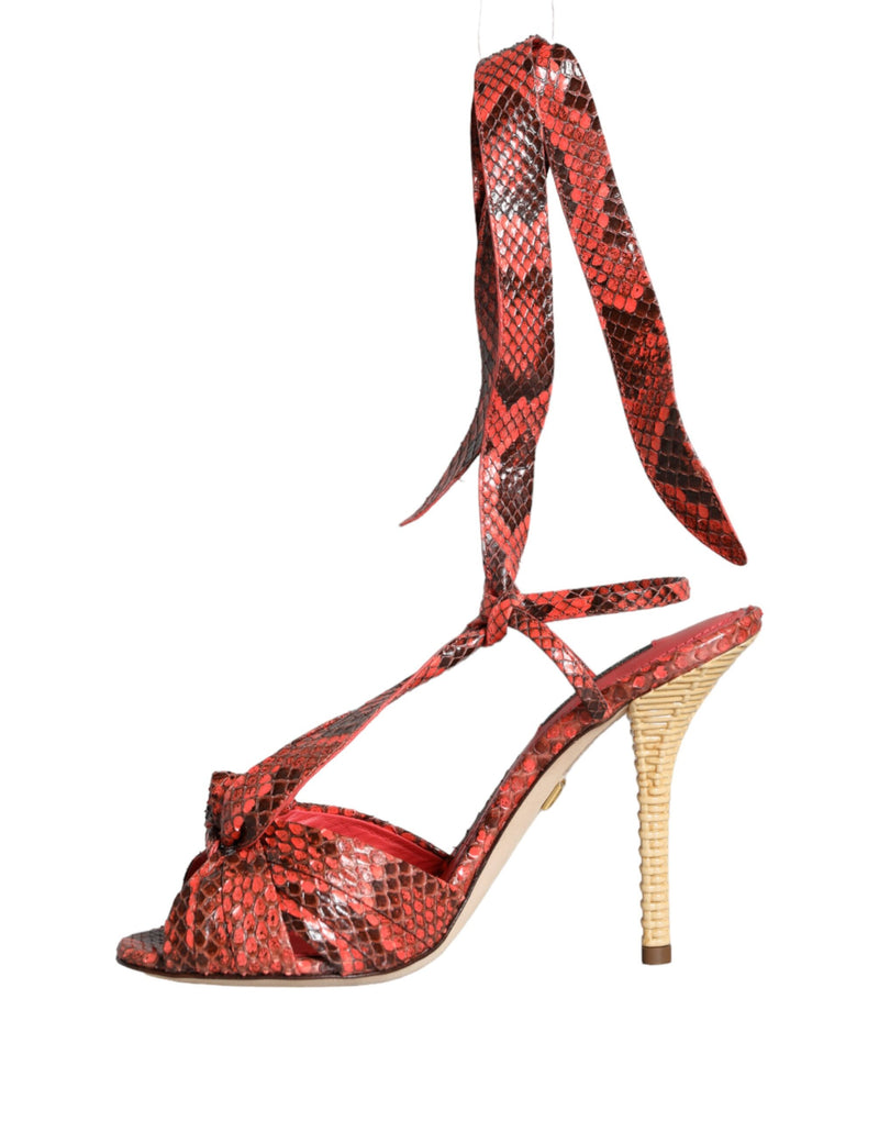 Dolce & Gabbana Coral Exotic Leather Heels Sandals