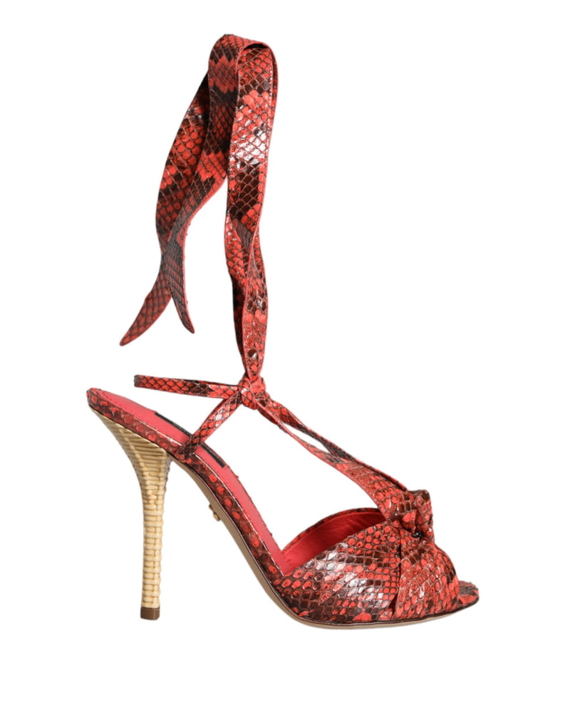 Dolce & Gabbana Coral Exotic Leather Heels Sandals