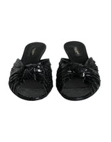 Dolce & Gabbana Black Python Leather Heels Slides Sandals