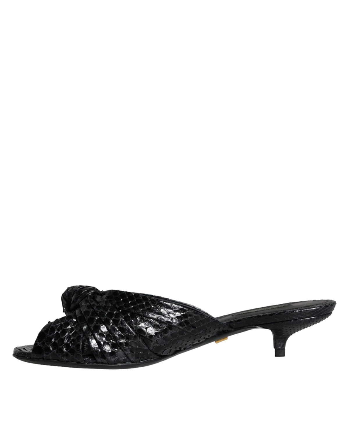 Dolce & Gabbana Black Python Leather Heels Slides Sandals