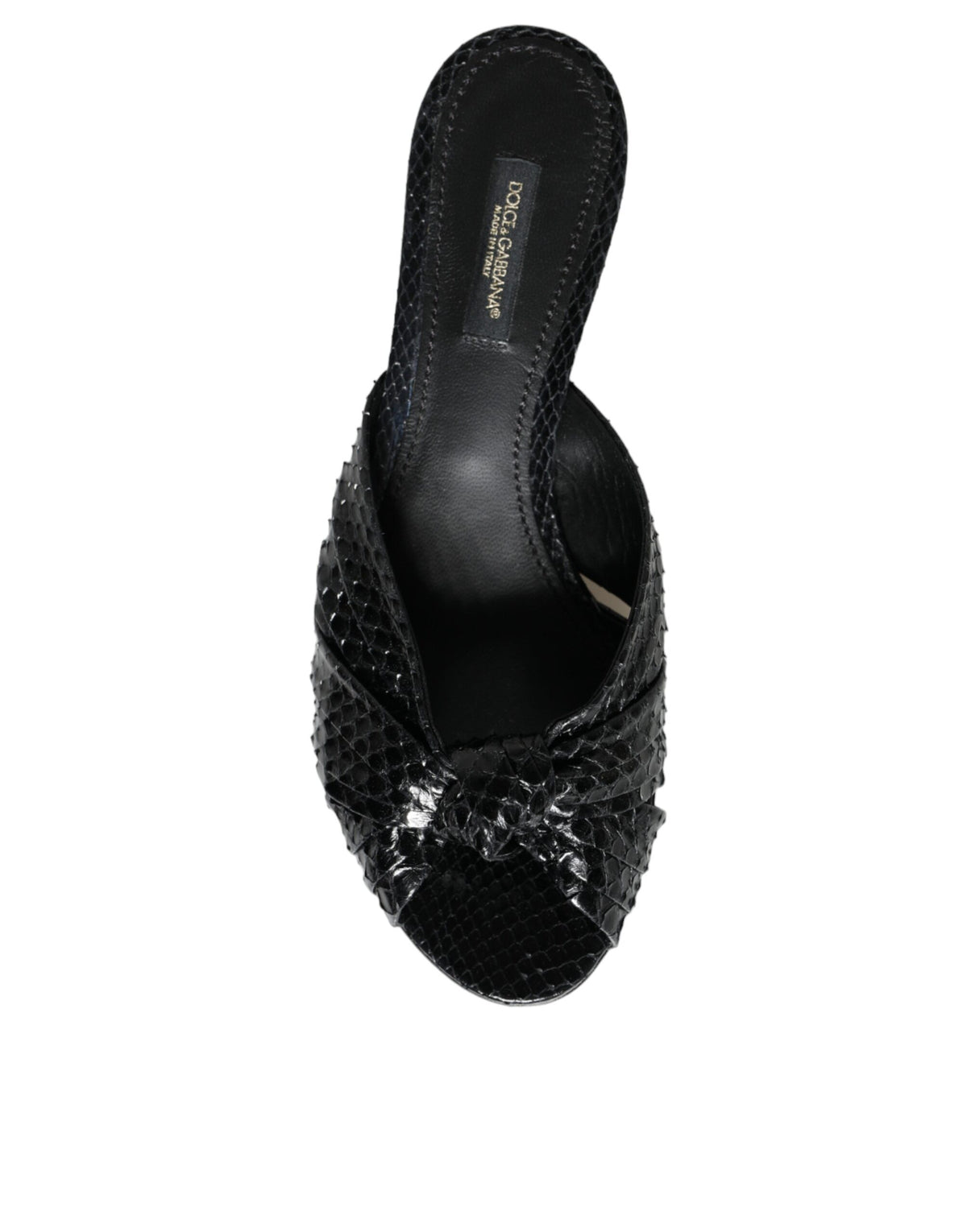 Dolce & Gabbana Black Python Leather Heels Slides Sandals