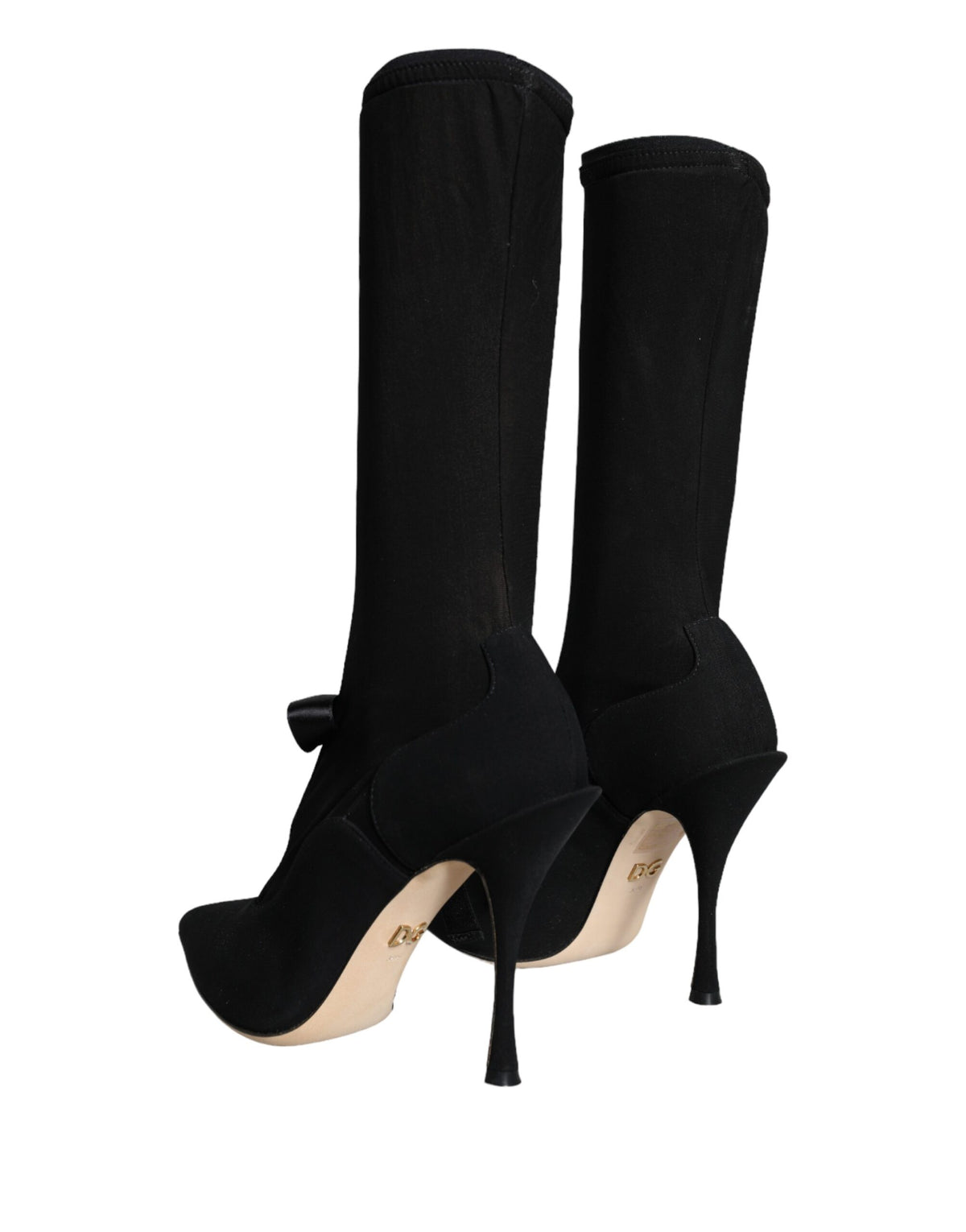 Dolce & Gabbana Black Stiletto Heels Mid Calf Boots