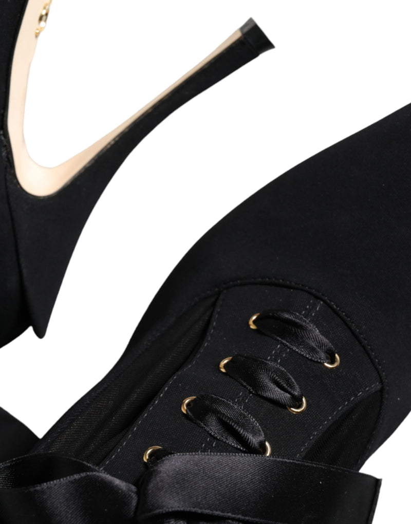 Dolce & Gabbana Black Stiletto Heels Mid Calf Boots