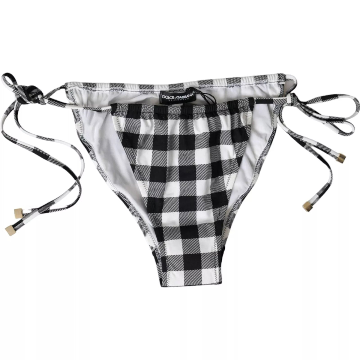 Dolce & Gabbana Black White Check Bikini Bottom