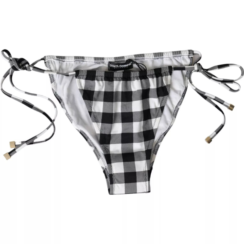 Dolce & Gabbana Black White Check Bikini Bottom