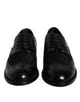 Dolce & Gabbana Black Leather Floral Lace Dress Shoes