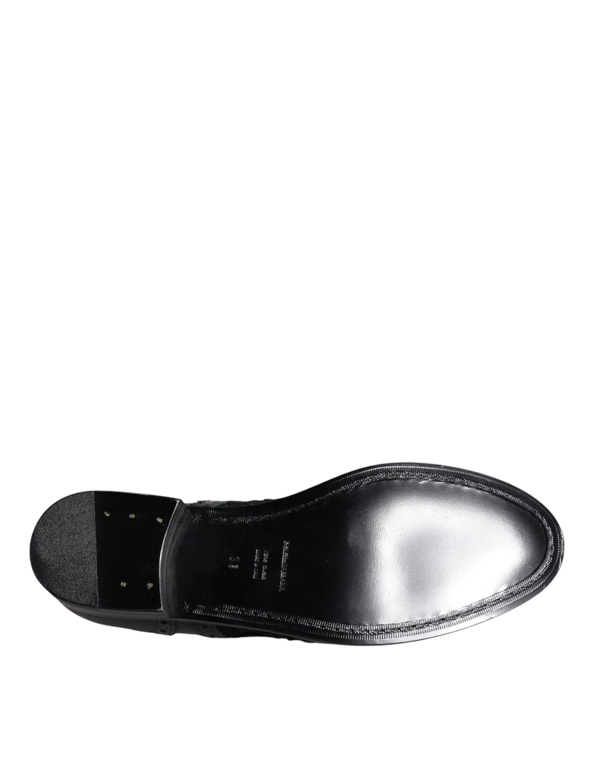 Dolce & Gabbana Black Leather Floral Lace Dress Shoes