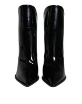 Dolce & Gabbana Black Patent Leather Pointed Ankle Boots