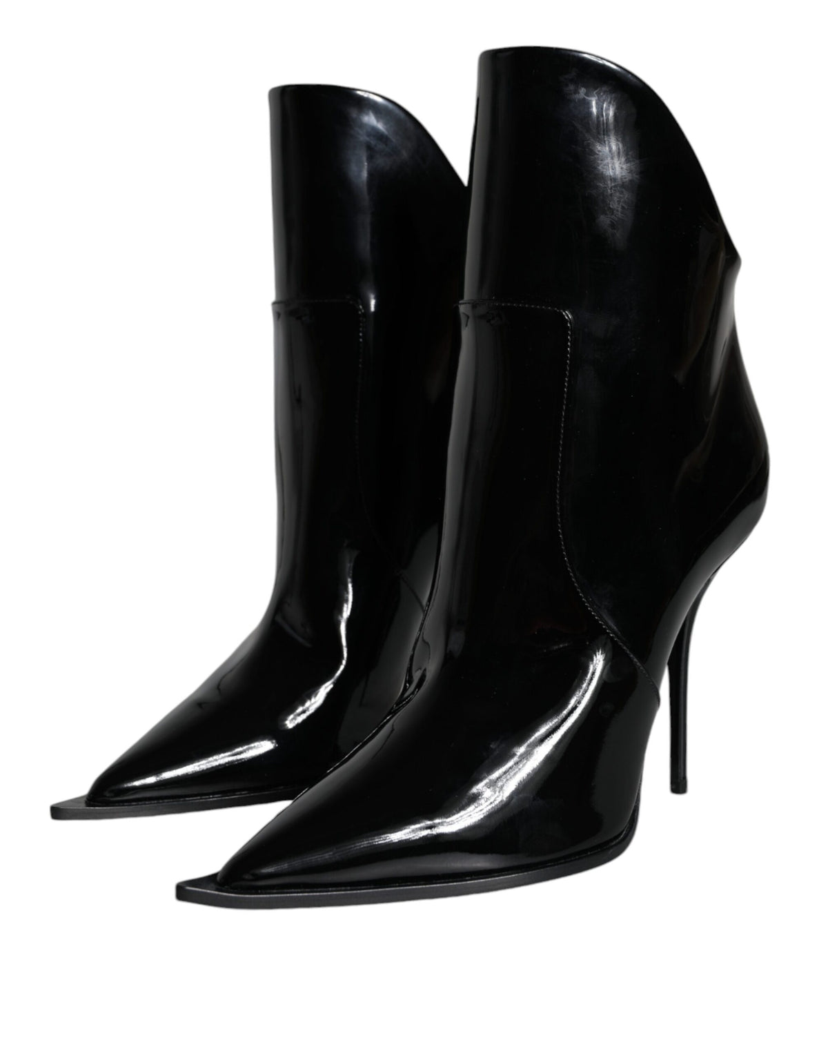 Dolce & Gabbana Black Patent Leather Pointed Ankle Boots