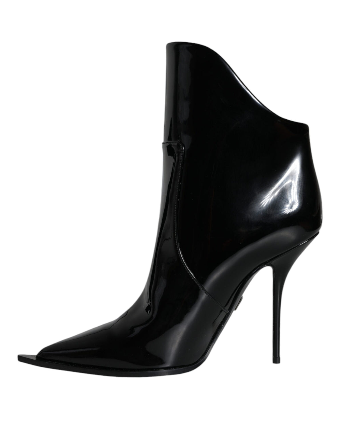Dolce & Gabbana Black Patent Leather Pointed Ankle Boots