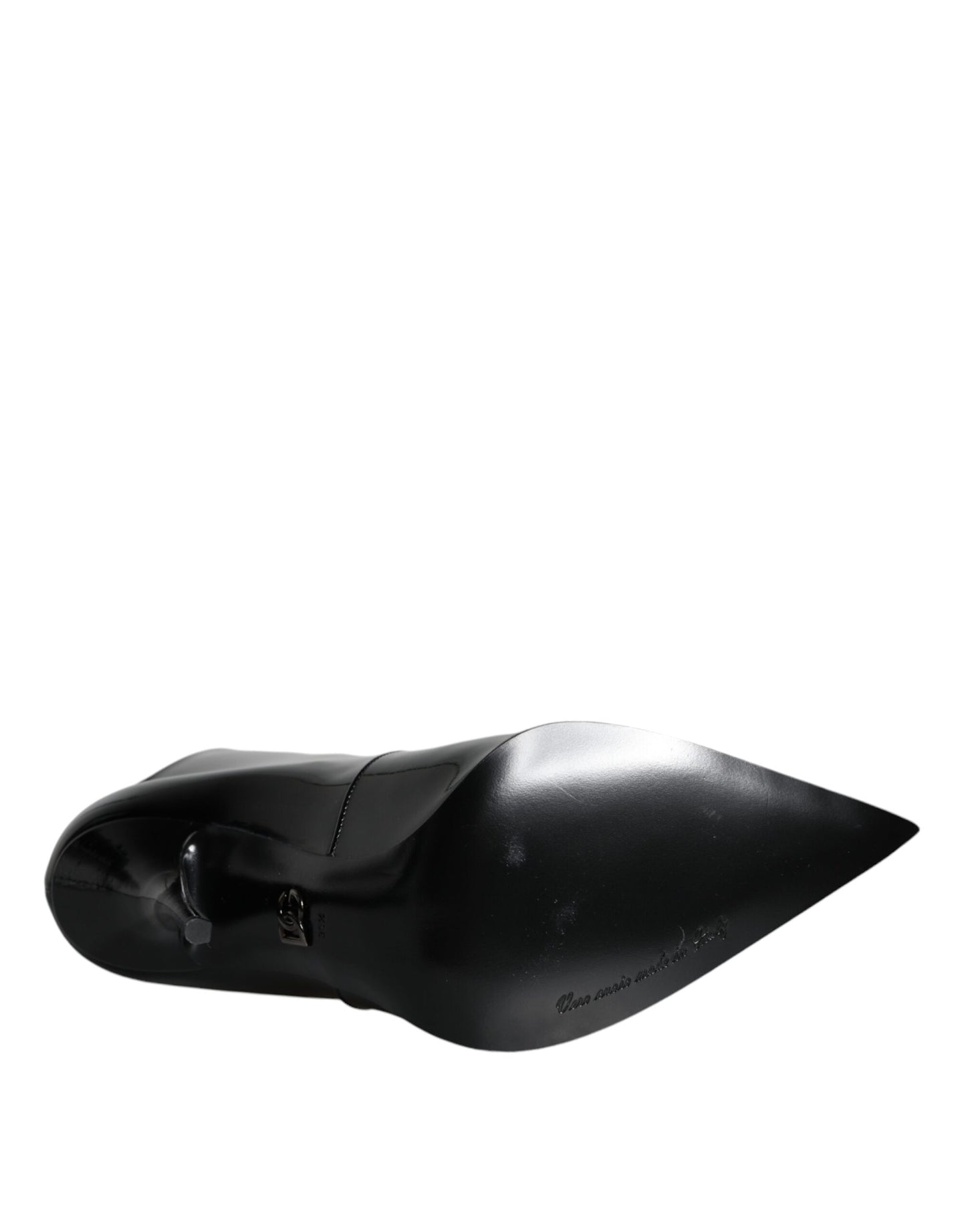 Bottines à bout pointu en cuir verni noir de Dolce & Gabbana