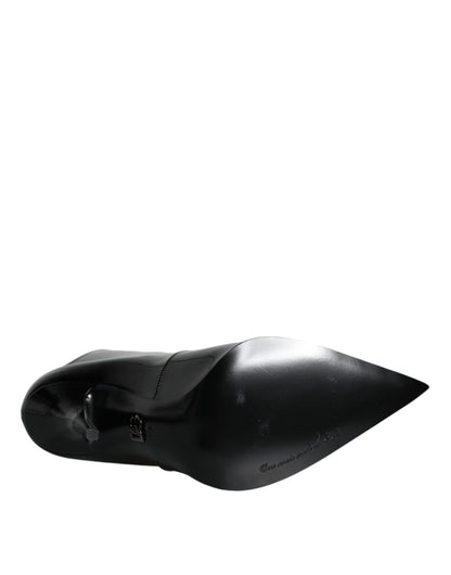 Bottines à bout pointu en cuir verni noir de Dolce & Gabbana