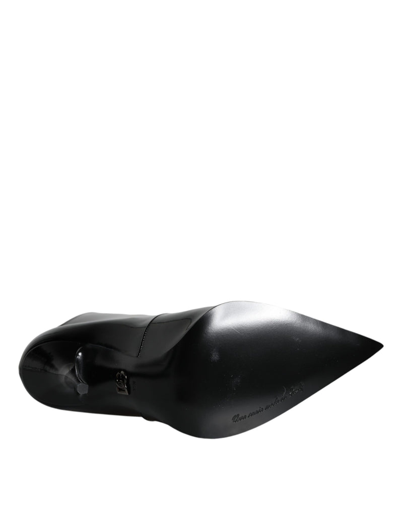 Dolce & Gabbana Black Patent Leather Pointed Ankle Boots